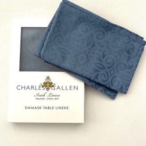 Charles Gallen Set of 4 Irish Linen Damask  Avondale Blue 17" x 17"